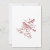 Invitation Elégante Chinoiserie rose Nature & Oiseaux Douche (Dos)