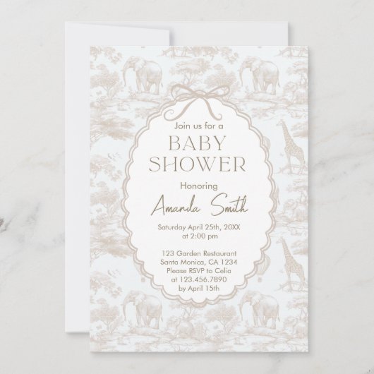 Invitation Elégante Chinoiserie Toile de Jouy baby shower (Devant)