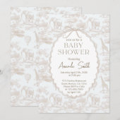 Invitation Elégante Chinoiserie Toile de Jouy baby shower (Devant / Derrière)