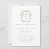 Invitation Élégante Chinoiserie verte Victorian Floral Mariag (Devant)