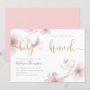 Invitation Elégante Chirurgie Fleur d'Or Bébé Brunch Douche