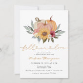 Invitation Élégante chute dans l'amour Floral Citrouille Fête (Devant)