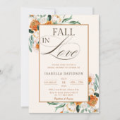 Invitation Élégante chute en amour Fête des mariées Florale a (Devant)