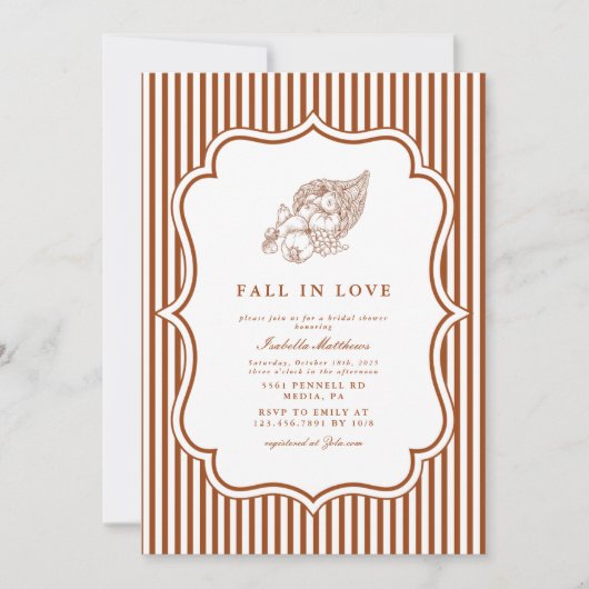 Invitation Élégante chute en Fête des mariées d'amour (Devant)