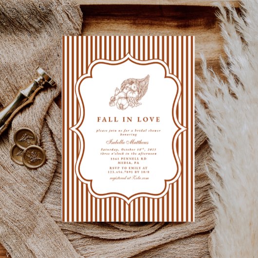 Invitation Élégante chute en Fête des mariées d'amour