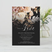 Invitation Élégante chute noire dans l'amour Fête des mariées (Debout devant)