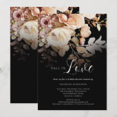 Invitation Élégante chute noire dans l'amour Fête des mariées (Devant / Derrière)