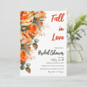 Invitation Élégante chute orange en amour Fête des mariées fl (Debout devant)
