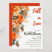 Invitation Élégante chute orange en amour Fête des mariées fl (Devant / Derrière)