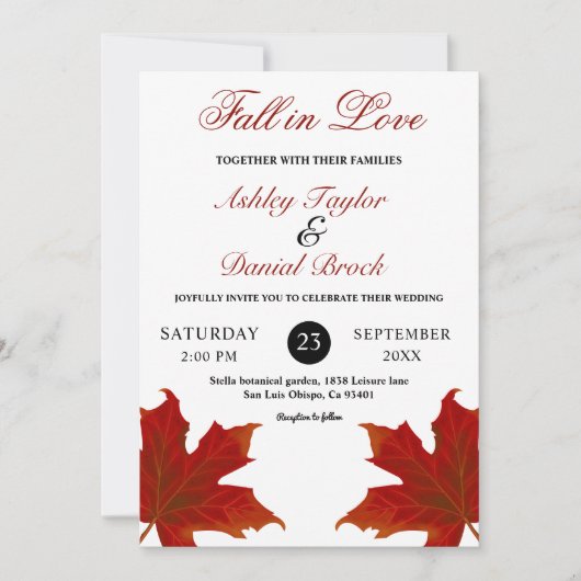 Invitation Élégante chute rustique en amour Mariage de automn (Devant)