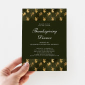 Invitation Élégante Chute Verte Feuilles Thanksgiving Dîner