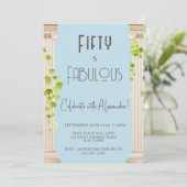 Invitation Elégante Cinquante Fabuleux Thème Grec Bleu Annive (Debout devant)