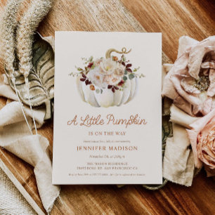 Invitation Élégante Citrouille Automne Baby shower