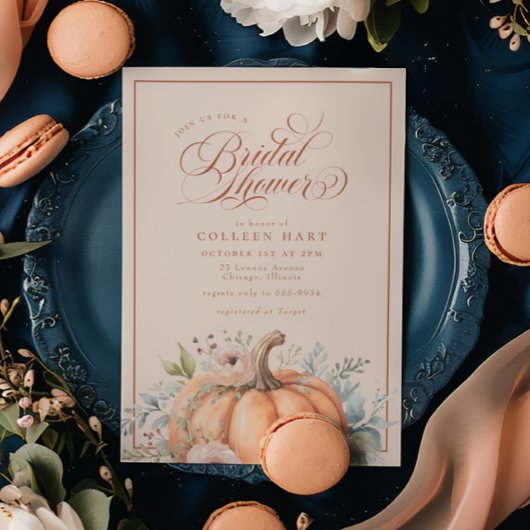 Invitation Élégante Citrouille de automne floral Fête des mar