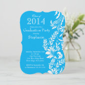 Invitation Élégante classe blanche bleue du Parti des diplômé (Debout devant)