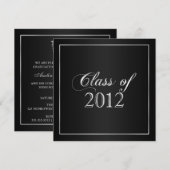 Invitation Élégante classe d'argent et de noir de 2012 (Devant / Derrière)