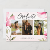 Invitation Élégante classe de graduation florale d'aquarelle  (Devant)