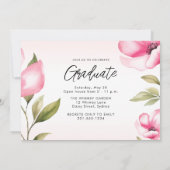 Invitation Élégante classe de graduation florale d'aquarelle  (Dos)