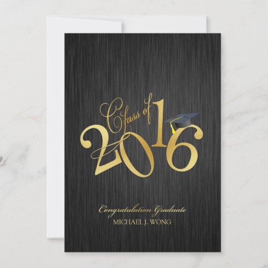 Invitation Élégante classe d'or funky de 2016 (Devant)