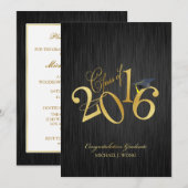 Invitation Élégante classe d'or funky de 2016 (Devant / Derrière)