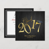 Invitation Élégante classe d'or funky de 2017 (Devant / Derrière)