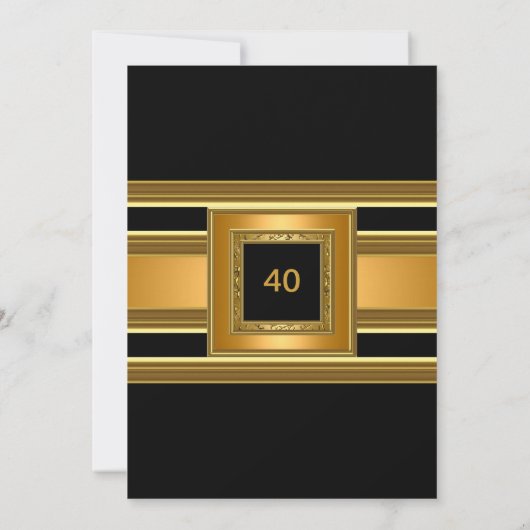 Invitation Élégante classe fête d'anniversaire Elégant or noi (Dos)