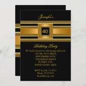 Invitation Élégante classe fête d'anniversaire Elégant or noi (Devant / Derrière)
