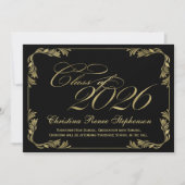 Invitation Élégante Classée Noire/Or 2023 (Devant)