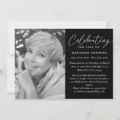 Invitation Élégante Classique Noir Blanc Célébration de la vi (Devant)