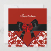 Invitation Élégante Classique Rouge Noir Blanc Fle (Devant)