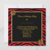 Invitation Elégante Classy Zebra Red Gold fête d'anniversaire (Dos)