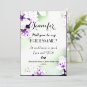 Invitation Élégante colle violette et blanche sur vert tendre (Debout devant)