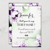 Invitation Élégante colle violette et blanche sur vert tendre (Devant / Derrière)