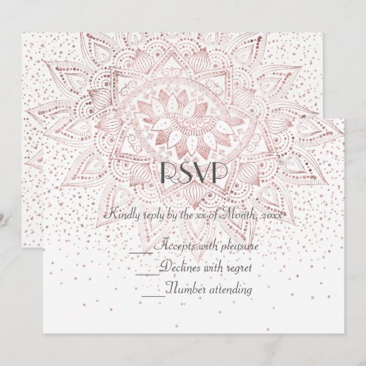 Invitation Élégante collection de mariage confettis mandala r (Devant / Derrière)