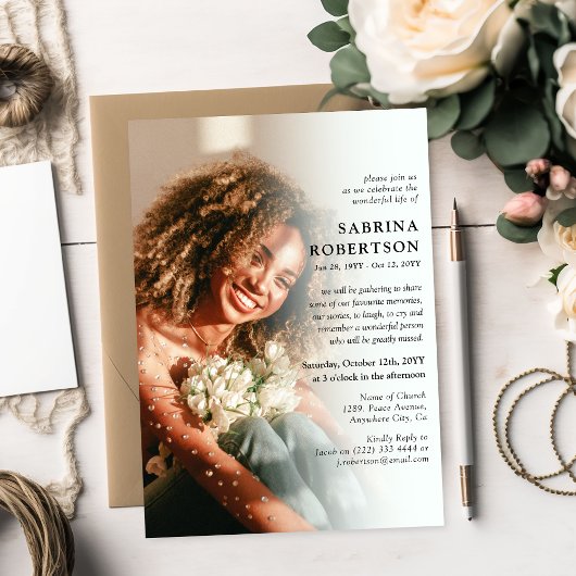 Invitation Élégante commémoration de la fête de la vie