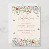 Invitation Élégante commémoration Fleur sauvage de la vie (Devant)