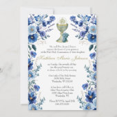 Invitation Élégante Communion Catholique Florale (Dos)