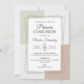 Invitation Élégante Communion Catholique Primera Première Com (Devant)