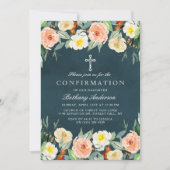 Invitation Élégante Communion Florale Ou Confirmation (Devant)