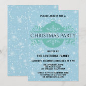 Invitation Elégante Compagnie Bleue Fête de Noël Neige (Devant / Derrière)