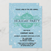 Invitation Elégante Compagnie Bleue Noël Fête Neige (Devant / Derrière)