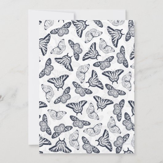 Invitation Elégante conception de papillon noir blanc (Dos)