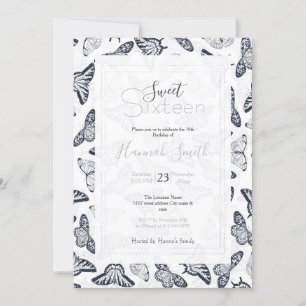 Invitation Elégante conception de papillon noir blanc