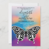 Invitation Elégante conception papillon et coucher de soleil (Dos)