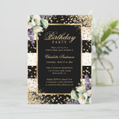 Invitation Elégante Confetti d'or noir Calla Lily Anniversair (Debout devant)