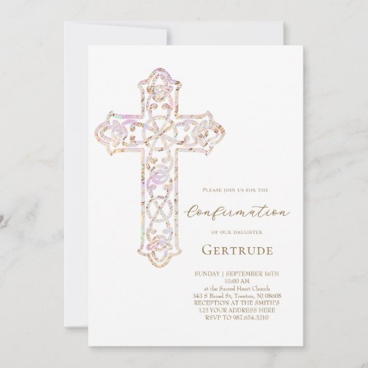 Invitation élégante confirmation croisée (Devant)