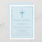 Invitation Élégante confirmation monogramme de la croix de fe (Devant / Derrière)