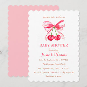 Invitation Elégante coquette Bow rose Vintage Baby shower fil