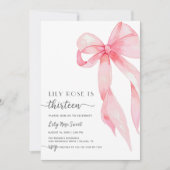 Invitation Élégante coquette de la cave rose Treize 13e anniv (Devant)