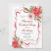 Invitation Élégante coquette Floral Noël Cocktail Party (Devant)